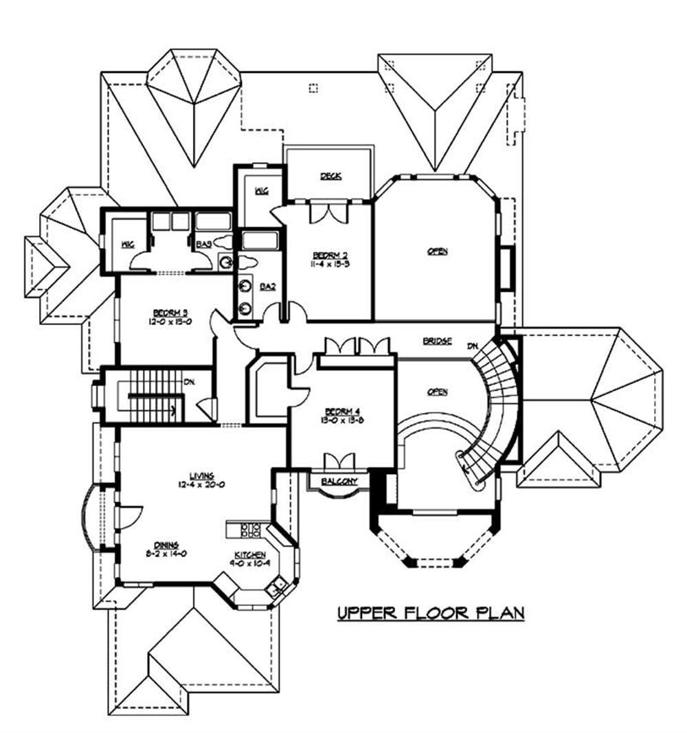 Floor Plan Second Story of European Plan #115-1174